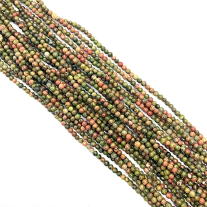 Natural Unakite round beads in green and pink stone for DIY jewelry making