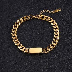 Minimalist Edelstahl Panzerkette Armband Für Damen Herren Gold Silber Poliert ID Platte Kette Armband Schmuck Geschenk