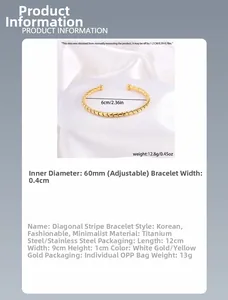 Dimensiones detalladas del brazalete de acero inoxidable trenzado con diámetro interno 60 mm