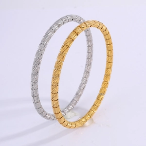 Minimalist textured stainless steel bangles in gold and silver finishes for women