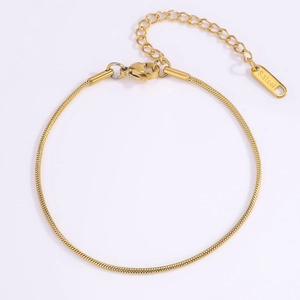 Minimalist gold-plated stainless steel snake chain bracelet with adjustable lobster clasp