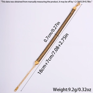 Detailed view of 18k gold-plated stainless steel bracelet with size and weight measurements