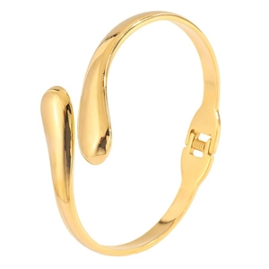 Bracelet jonc en acier titane plaqué or 18 carats avec motif goutte et fermoir à ressort