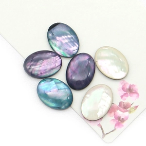 Ovale Abalone-Muschel Cabochons mit Irisieren für Schmuckherstellung, 6 Stück