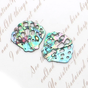 Iridescent natural abalone shell turtle pendant with hollow carved design for DIY jewelry