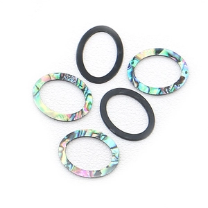 Five pieces of oval abalone shell and black resin pendants for DIY jewelry making