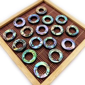 Natural iridescent abalone shell donut beads for DIY necklaces and bracelets, 16 pieces