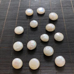 Perlas de agua dulce blancas redondas y planas 13-14mm para joyería artesanal DIY