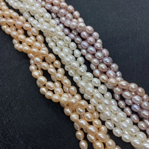 Natural freshwater rice pearls in white, pink, and purple colors for DIY jewelry making