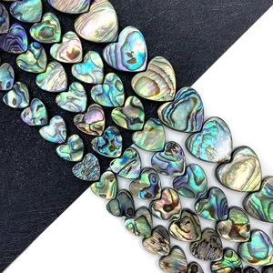 Cuentas de concha de abulón natural en forma de corazón para creación de joyas