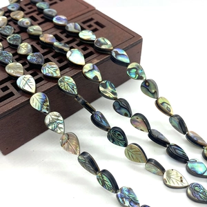 Perles en Coquille d'Abalone Naturelle Forme de Feuille Goutte d'eau Perles Sculptées Irisées pour Fabrication de Bijoux DIY