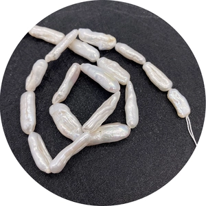 Perlas de agua dulce barrocas blancas irregulares en forma de palo para collares DIY