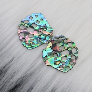 Iridescent abalone shell turtle pendant with hollow design for creative jewelry making
