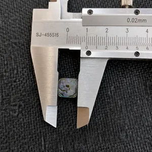 Square natural abalone shell inlay measured with high-precision digital calipers
