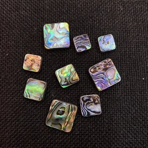 Natural square abalone shell cabochon tiles with iridescent colors for DIY jewelry making