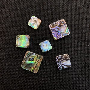 Natural square abalone shell cabochons with iridescent patterns for jewelry making