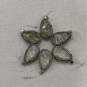 Teardrop Natural Abalone Shell Rhinestone Pendant Crystal Inlaid Shell Teardrop Charm For DIY Jewelry Necklace Making