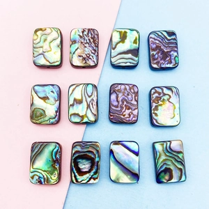 Iridescent rectangular abalone shell beads for DIY jewelry making in 12-piece set