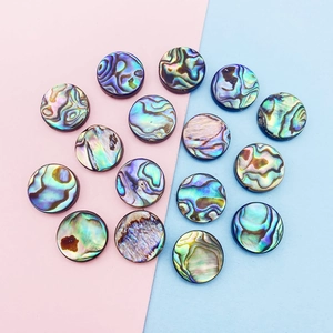 Natural abalone shell round beads with rainbow iridescence for jewelry making