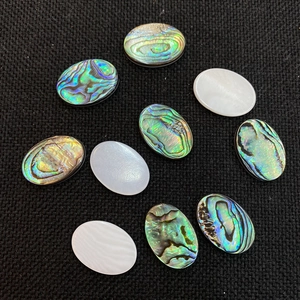 Oval natural abalone and mother of pearl shell cabochons for DIY jewelry making