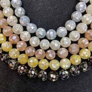 Perles mosaïques en coquillage naturel quatre couleurs pour colliers DIY