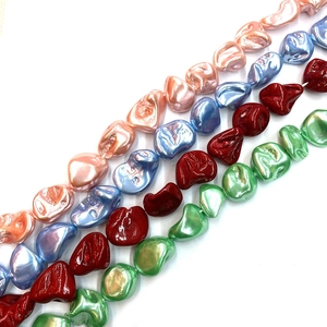 Colorful irregular baroque shell beads for DIY jewelry necklaces with metallic pearl luster