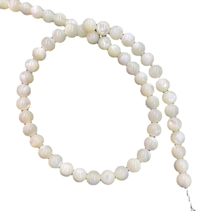Natural white mother of pearl round shell beads with iridescent luster for DIY jewelry making