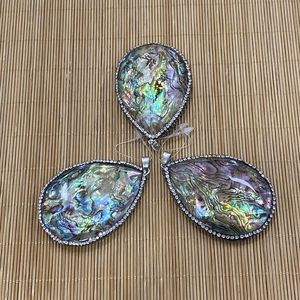 Pendentif en Coquille d'Ormeau Naturelle Goutte d'Eau Avec Strass pour Fabrication de Bijoux DIY Grand Pendentif en Coquille