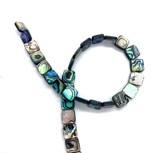 Natural iridescent square abalone shell beads for DIY jewelry necklaces making