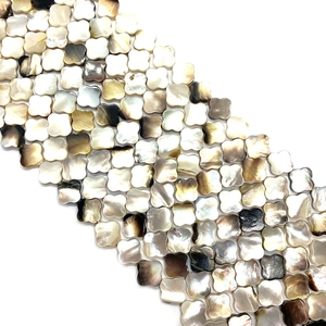Perles de trèfle naturelles en nacre blanche et noire pour la création de bijoux DIY