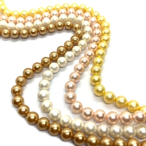 6-12mm polished imitation cotton pearl beads in yellow, white, pink, and bronze for DIY jewelry