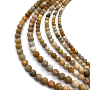 Natural round coral jade stone beads in various sizes for DIY jewelry bracelet making
