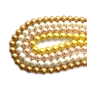 Mixed color metallic faux pearl beads for DIY jewelry making in gold white pink yellow