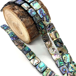 Natural abalone shell square flat beads with colorful iridescent luster for DIY jewelry