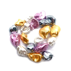 Perle barocche metalliche irregolari in oro e argento per creazione gioielli fai da te