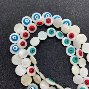 Natürliche Süßwassermuschel Evil Eye Perlen in runden bunten Formen für DIY Schmuckherstellung