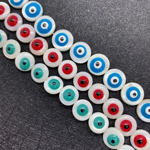 Natürliche Muschel Böser Blick Künstliche Perlen Flach Rund Perlmutt Lose Künstliche Perlen Für DIY Halskette Armband Ohrring Schmuckherstellung