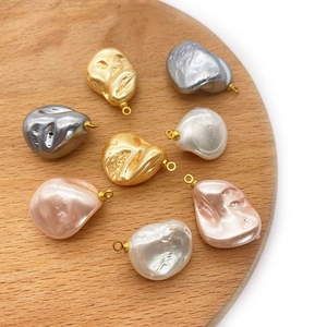 Irregular baroque imitation pearl pendants in gold silver and white for DIY jewelry