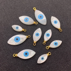 Natural mother of pearl evil eye charms in assorted sizes with gold plating for DIY jewelry