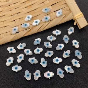 Cuentas de concha natural mano de Fátima con ojo turco para manualidades de joyería