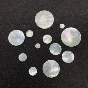 Natural white mother of pearl shell flat round beads in various sizes for DIY jewelry making