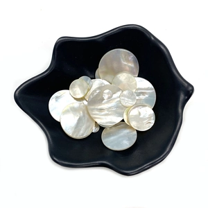 Natural round mother of pearl shell beads with iridescent luster for jewelry making