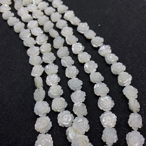 Perles roses en nacre naturelle blanche de 8mm avec éclat irisé pour bijoux DIY