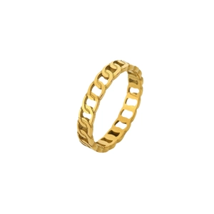 Minimalistischer goldener Ring aus Edelstahl im Panzerketten-Design mit Hohlstruktur