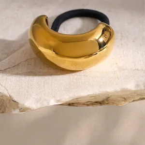 Minimaliste Acier Inoxydable Or Courbé Ovale Métal Élastique Cheveux Femmes Style Ins Queue de Cheval Bijoux