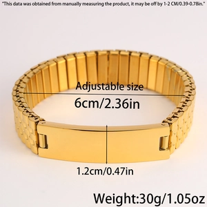 Detail showing dimensions of gold stainless steel watch-band style ID bracelet