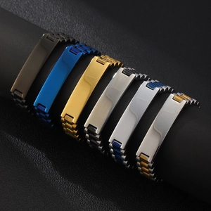 Detailed view of six adjustable 12mm stainless steel watchband bracelets in multiple colors