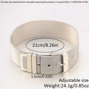 Tabella taglie dettagliata con larghezza e lunghezza del bracciale regolabile in maglia