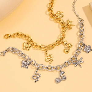 Edelstahl Armbänder in Gold und Silber mit Schmetterling und Libelle Anhängern