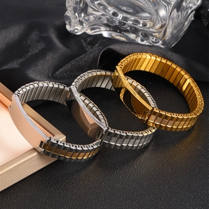 Elastic stainless steel bracelet band for men in gold, silver and two-tone finishes